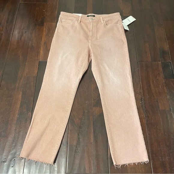 NWT Lauren Ralph Lauren Premier Straight Mid Rise Ankle Jeans Size 12 Primrose - Picture 1 of 13